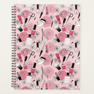 Pink Floral Beauty Products Pattern Planner