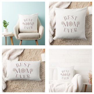 Pink Floral Best Mom Ever Lumbar Pillow