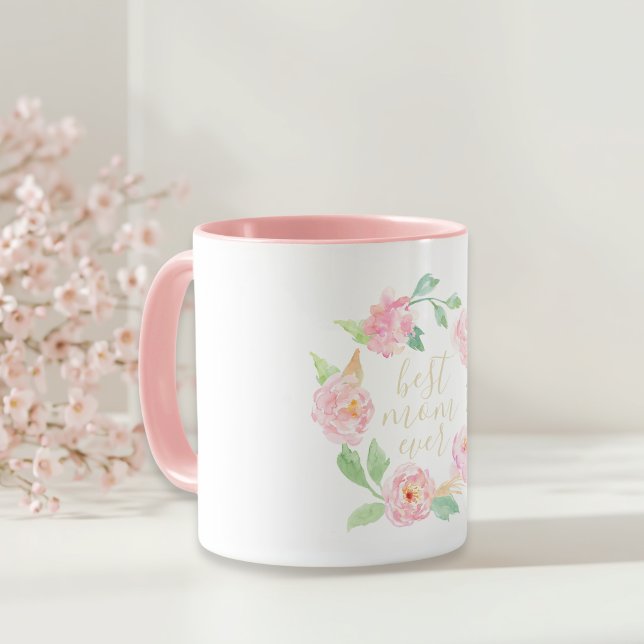 Pink Floral Best Mom Ever Mother's Day Gift Mug (Creator Uploaded)
