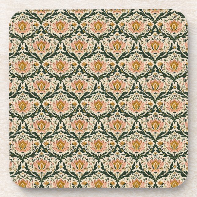 Pink Floral Beverage Coaster (Front)