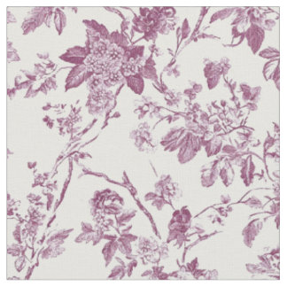 Pink Floral Bird Toile Pattern Fabric