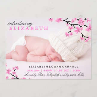 Pink Floral Birth Announcement