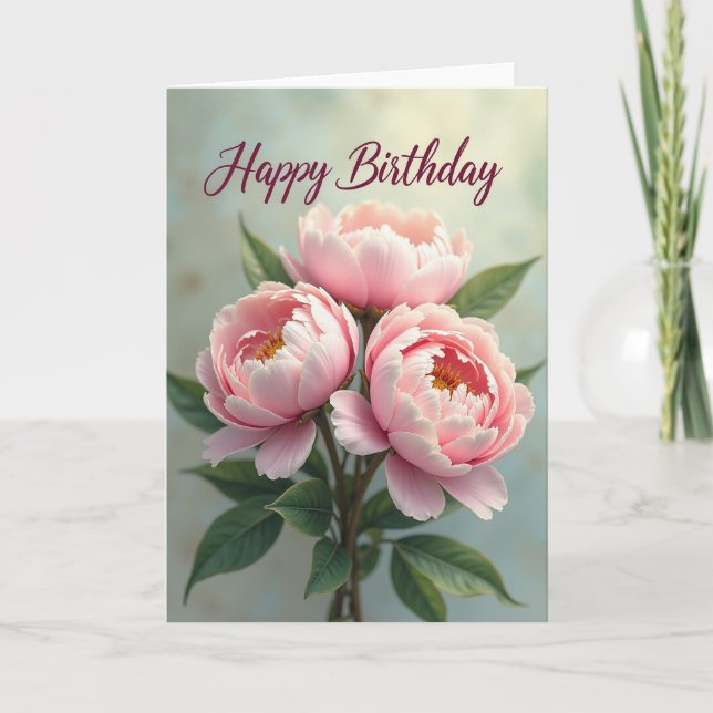 Pink Floral Birthday Card (Front)