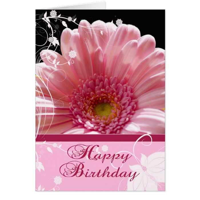 Pink Floral Birthday Card   Happy Birthday Flower