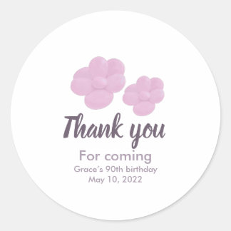 Pink floral birthday classic round sticker