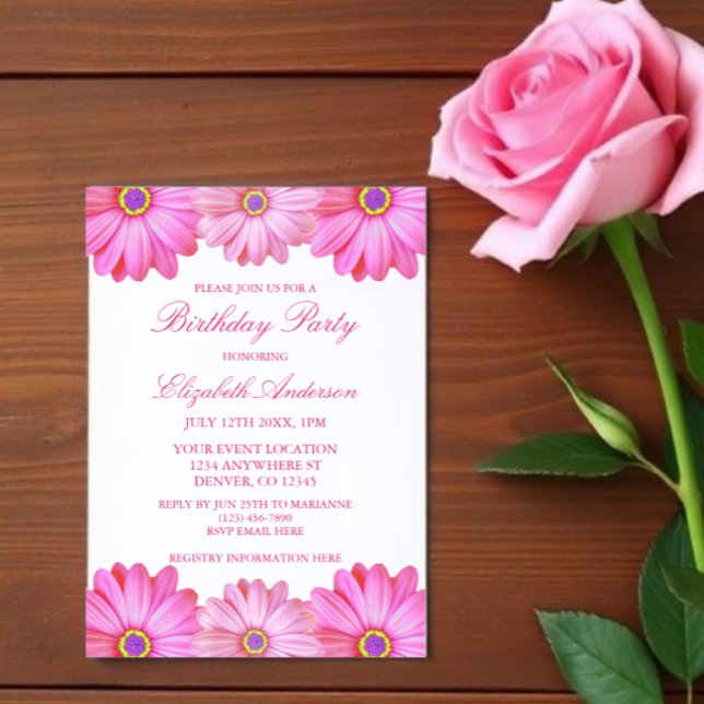 Pink Floral Birthday Invitation (Creator Uploaded)