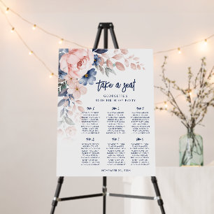 Pink Floral Birthday Party Seating Chart Plan Foam Board