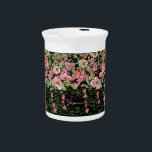 Pink Floral Black  Beverage Pitcher<br><div class="desc">This pretty Watercolor Pink flowers on the Black background Pitcher will be a great addition to your kitchen, and living room home decor. You can use it along with matching paper plates napkins and table runners to throw a party for a birthday, graduation, or any other occasion. Find more products...</div>