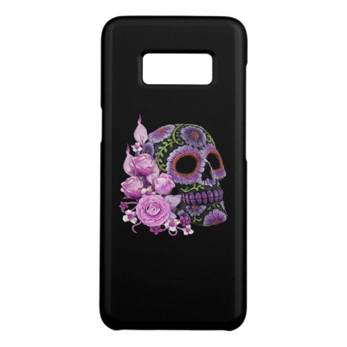 Pink Floral Black Sugar Skull Day Of The Dead Case_Mate Samsung Galaxy S8 Case