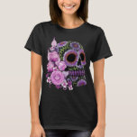 Pink Floral Black Sugar Skull Day Of The Dead T-Shirt<br><div class="desc">This Mexican Sugar Skull design is for all who love party, music festivals, Day of the dead, Halloween, National Taco Day, Cinco de Mayo and vintage designs. Usually these type of skulls are placed as offering at a persons home or on a gravestone to honor a spirit. Dia de los...</div>
