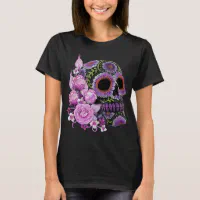 Women's Pink Sugar Skulls T-Shirt Ladies Sugar Skull Shirt