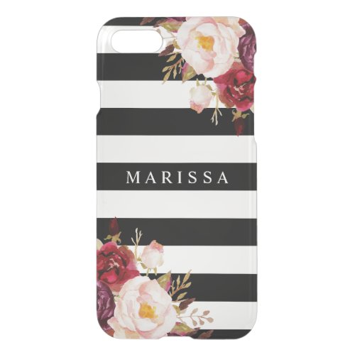 Pink Floral Black White Burgundy Marsala Red iPhone SE87 Case