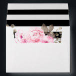 Pink Floral Black & White Stripe Elegant Address Envelope<br><div class="desc">Beautiful pink floral featuring black and white stripes. For further customization,  please click the "Customize it" button. Feel free to email if you need anything further.</div>