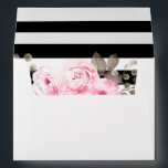 Pink Floral Black & White Stripe Elegant Address Envelope<br><div class="desc">Beautiful pink floral featuring black and white stripes. For further customization,  please click the "Customize it" button. Feel free to email if you need anything further.</div>