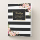 Pink Floral Black White Stripes Wedding Planner