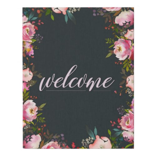 Pink Floral Blackboard Welcome Sign