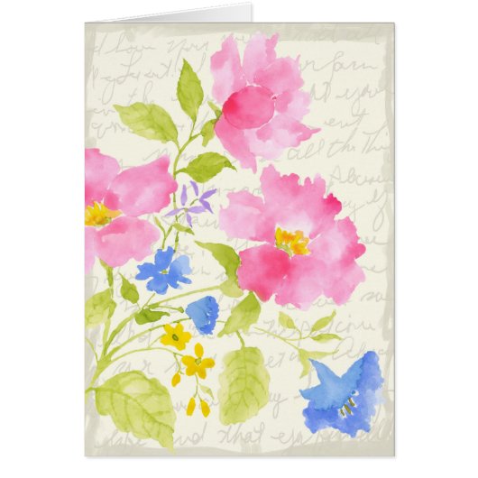 Pink Floral Blank Card (Front)