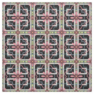 Pink Floral Block Repeat Pattern Fabric