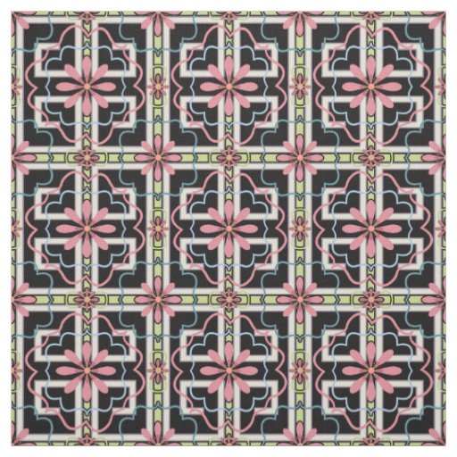 Pink Floral Block Repeat Pattern Fabric