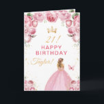 Pink Floral Blonde Hair Girl Happy Birthday Card<br><div class="desc">This elegant and glamorous birthday card can be personalized with a name or title such as daughter, granddaughter, niece, friend etc. The design features a beautiful princess with blonde hair in a blush pink ball gown. The text combines handwritten script and modern sans serif fonts for a classy and sophisticated...</div>