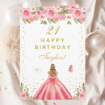 Pink Floral Blonde Hair Girl Happy Birthday Card<br><div class="desc">This elegant and glamorous birthday card can be personalized with a name or title such as daughter, granddaughter, niece, friend etc. The design features a beautiful princess with blonde hair and fair skin in a pink ball gown. The text combines handwritten script and modern sans serif fonts for a classy...</div>