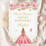 Pink Floral Blonde Hair Girl Sweet Sixteen Card<br><div class="desc">This elegant and glamorous sweet sixteen birthday card can be personalized with a name or title such as daughter, granddaughter, niece, friend etc. The design features a beautiful princess with blonde hair and fair skin in a pink ball gown. The text combines handwritten script and modern sans serif fonts for...</div>