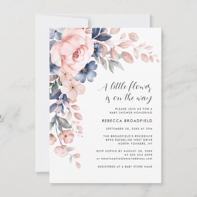 Pink Floral Bloom Baby Shower Invitation (Front)