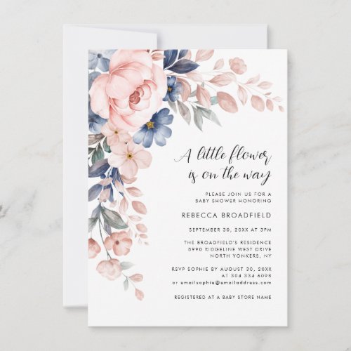 Pink Floral Bloom Baby Shower Invitation