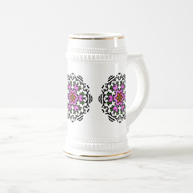 Pink Floral Bloom Beer Stein (Front Right)
