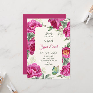Pink floral bloom  invitation