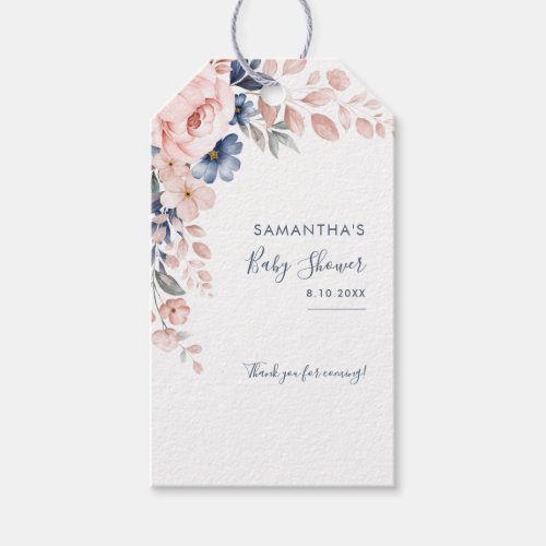 Pink Floral Bloom Modern Baby Shower Gift Tags