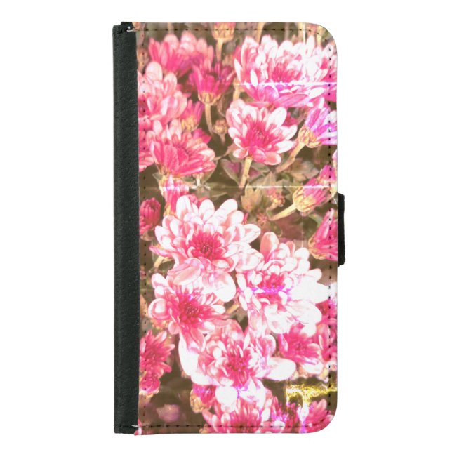Pink Floral Bloom Pattern – Soft Botanical Design Samsung Galaxy Wallet Case (Front)