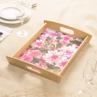 Pink Floral Bloom Pattern – Soft Botanical Design Serving Tray