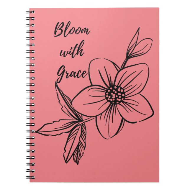 Pink Floral Bloom with Grace Notebook (Front)