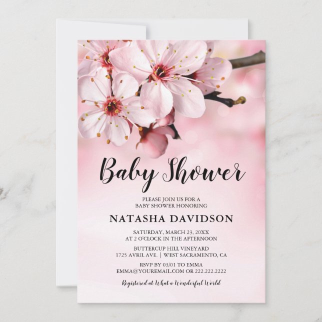 Pink Floral Blossom Baby Shower Invitation (Front)