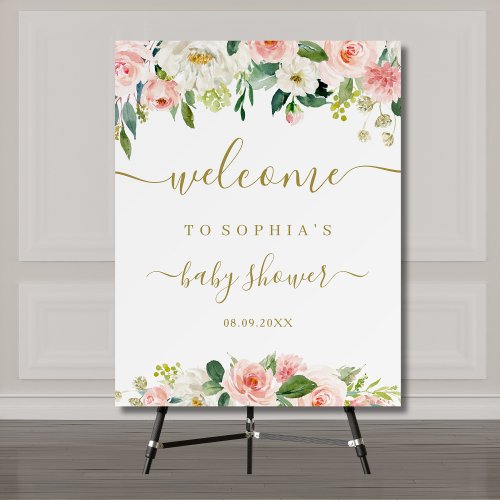 Pink Floral Blossoms Girly Botanical Baby Shower Foam Board
