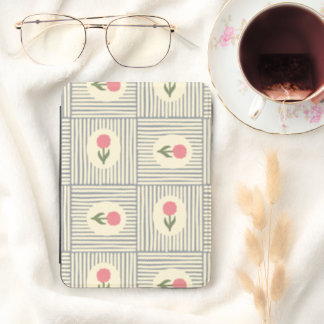 Pink Floral Blue Farmhouse Striped Block Print Kindle Cover