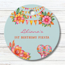 Pink Floral Blue Fiesta 1st Birthday Thank You