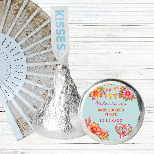 Pink Floral Blue Fiesta Baby Shower Favors (Creator Uploaded)