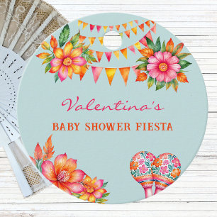 Pink Floral Blue Fiesta Baby Shower Thank You Favor Tags