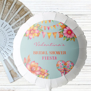 Pink Floral Blue Mexican Fiesta Bridal Shower Balloon