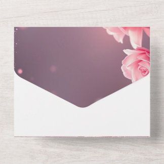 Pink Floral Blush All in One Wedding Invite