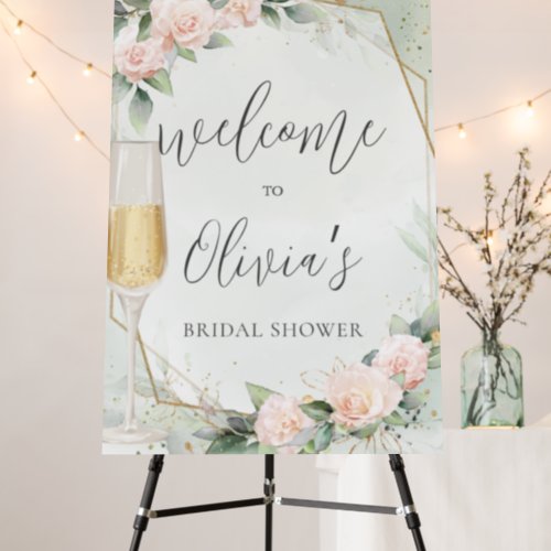 Pink Floral Blush Champagne Bridal Shower Foam Board