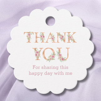 Pink Floral Blush Roses Baby Shower Thank You Favor Tags
