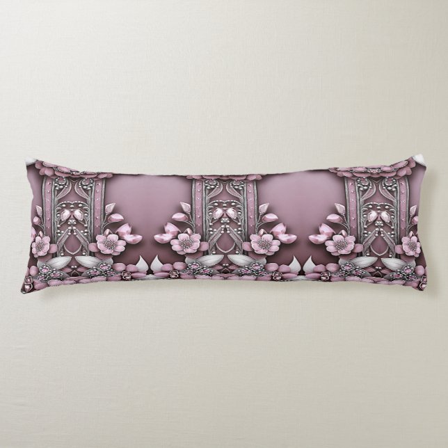 Pink Floral Body Pillow (Front)