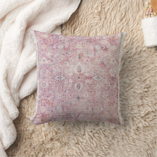Pink Floral Bohemian Moroccan Throw Pillow