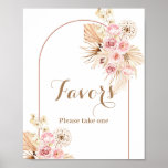 Pink Floral Boho Arch Pampas Grass Favor Sign at Zazzle