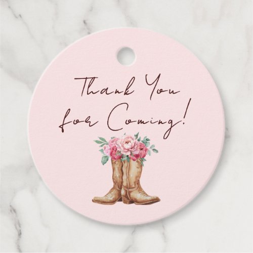 Pink Floral Boho Cowgirl Bridal Shower Thank You Favor Tags