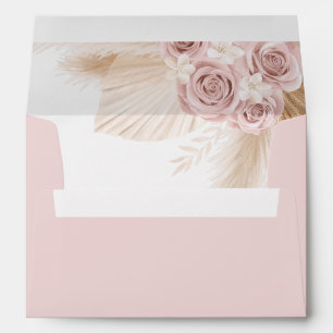 Pink Floral Boho Pampas Grass Envelope