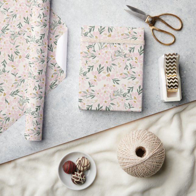 Pink Floral Boho Wrapping Paper (Crafts)